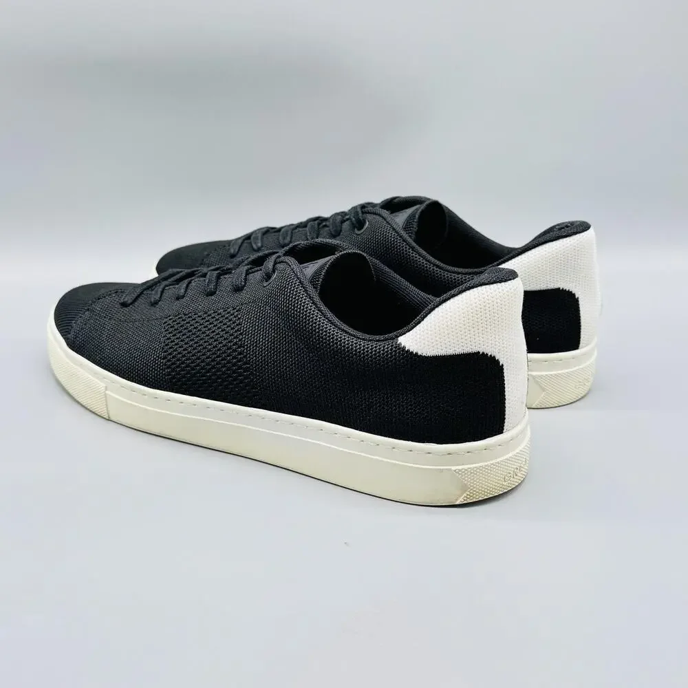 Greats Shoes Mens 10.5 Black White Knit Brooklyn Low Top Casual Lace Up Sneakers